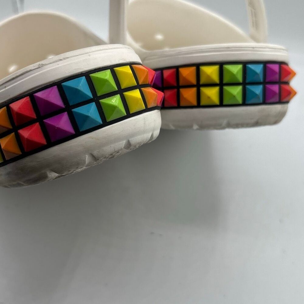 Crocs Crocband 3D Shapes Clog White Rainbow Style 207290 Unisex Men's 7 W 9 - Picture 9 of 9